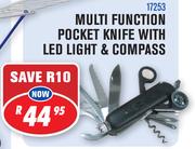 Multi Function Pocket Knife With LED Light & Compass