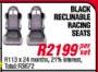 Black Reclinable Racing Seats-Per Set
