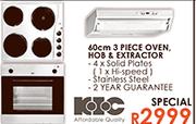 KIC 60cm 3 Piece Oven, Hob & Extractor