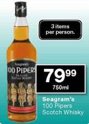 Seagram's 100 Pipers Scotch Whisky-750ml