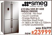 Smeg 610L Side-By-Side Fridge Freezer 