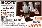 Sony 46" Full HD LCD TV (KLV46BX450) + Free Teac 7" Portable DVD Player (DVP-737)