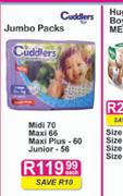 Cuddlers Jumbo Packs-Midi-70's/Maxi-66's/Junior-56's/Maxi Plus-60's-Each