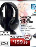 Digitech Wireless Headphone With FM Radio