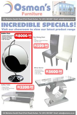 Osman's  Furniture : Incredible Specials (15 Aug - While stocks last), page 1