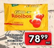 Glen Teabags Tagless Rooibos-10 x 40's