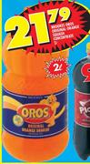 Brookes Oros Original Orange Squash Concentrate- 2L