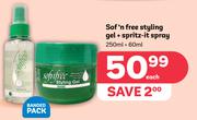 Sof 'n Free Styling Gel + Spritz It Spray Banded Pack-250ml + 60ml Each