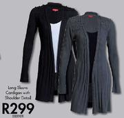Long Sleeve Cardigan With Shoulder Detail-222323