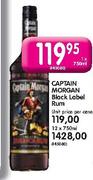Captain Morgan Black Label Rum-12x750ml