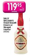 Sally William's Finest Biscotti Cream or Nougat Liqueur-750ml