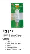 11W Energy Saver Globe