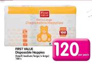 First Value Disposable Nappies (Small/Medium/Large/X-Large)-100's Per Pack