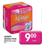 Always Sanitary Pads(Thick Long Wings)-8's Pack