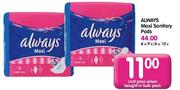 Always Maxi Sanitary Pads-4x9's/4x10's