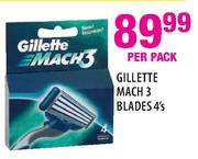 Gillette Mach 3 Blades-4's Per Pack