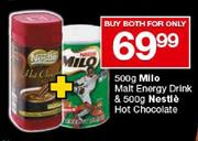 Milo Malt Energy Drink-500gm & Nestle Hot Chocolate-500gm