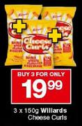 Willards Cheese Curls-3 x 150gm