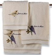 Embroidered Bird Bath Towel