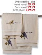 Embroidered Bird Hand Towel