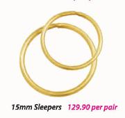9ct Gold 15mm Sleepers-Per Pair
