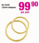 9ct Gold 12mm Sleepers-Per Pair