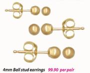 4mm Ball Stud Earrings-Per Pair