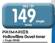 Primaries Hollowfibre Duvet Inner Single-Each