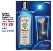 Bombay Sapphire Imported Gin And Highball Glass Gift Pack-1X750ml