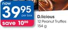 D.licious 12 Peanut Truffles-154G Per Box