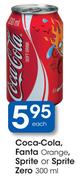 Coca-Cola, Fanta Orange, Sprite Or Sprite Zero-300Ml Each