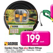 Garden Master Garden Hose Pipe Plus Black Fittings-Each