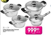Stainless Steel Cookware Set With Thermo Knobs-8 Piece