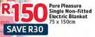 Pure Pleasure Single Non-Fitted Electric Blanket 75X150cm