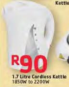 1.7Ltr Cordless Kettle 1850W To 2200W