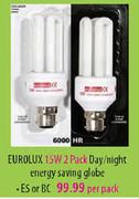 Eurolux 15 W 2Pack Day/Night Energy Saving Globe  ES or BC-Per Pack