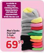 Men's Socks Assorted-5-Pack-Per Pack