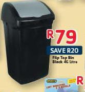 Addis Flip-Top Bin Black-46ltr