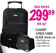 Elegant 3 Piece Cabin Black Traveller-Per Set