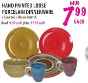 Hand Painted Loose Porcelain Dinnerware Plate Assorted-Each