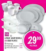 Simple Choice Soup Bowls Or Side Plates-4 Pack Mugs