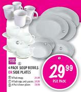 Simple Choice Soup Bowls Or Side Plates-4 Pack Dinner Plates