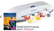 Fellowes A4 80/100 Laminating Pouches Per Pack