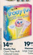 Frosty Fun Clown Face Multi Coloured Cones-24's