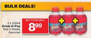 Drink-O-Pop Kid-O Drinks Assorted-3x250ml