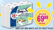 Baby Soft Mini White 2Ply 24's Toilet Tissue Per Pack