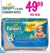 Pampers Economy Wipes-2 x 64's Per Pack