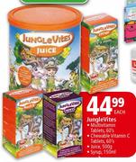 Jungle Vites Multivitamin Tablets-60's/Chewable Vitamin C Tablets-60's/Juice-500g/Syrup-150ml Each