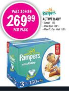 Pampers Active Baby Junior 111's,Maxi Plus 120's,Maxi 132's,Midi 150's Per Pack