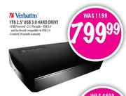 Verbatim 1TB 2.5" USB 3.0 Hard Drive